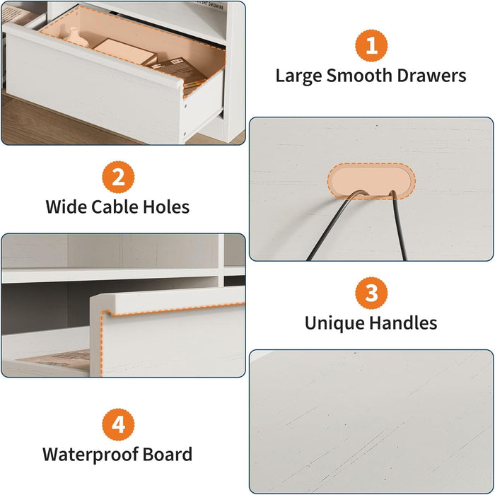 70In TV Stand for Tvs up to 85", Mid Century Modern Entertainment Center with Storage Drawer & Open Shelves, Heavy Duty Media Console for Living Room and Bedroom, White