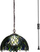 Stained Glass Style Plug in Hanging Lamp Multicolor Leaf 180 Inch