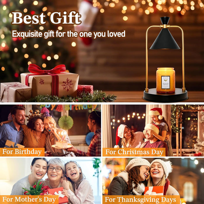 Candle Warmer Lamp with Timer Dimmer,Unique Birthday Gifts for Women Mom,House Warming Gifts New Home Room Decor,Wax Melt Warmer for Scented Wax Jar Candles,Black-Large