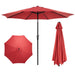 9FT Outdoor Patio Umbrella with Push Button Tilt and Crank Handle, Market Umbrella with 8 Sturdy Umbrella Ribs, UV Protection, Waterproof, Red