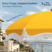 7Ft Fringe Beach Umbrella with Sand Anchor Outdoor Patio, UPF 50+, Yellow