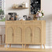 Rattan Storage Cabinet Set of 2, Buffet Sideboard with Storage, Coffee Bar with Drawer & Doors, Accent Floor Cabinet for Living Room, Dinning Room, Entryway, Natural