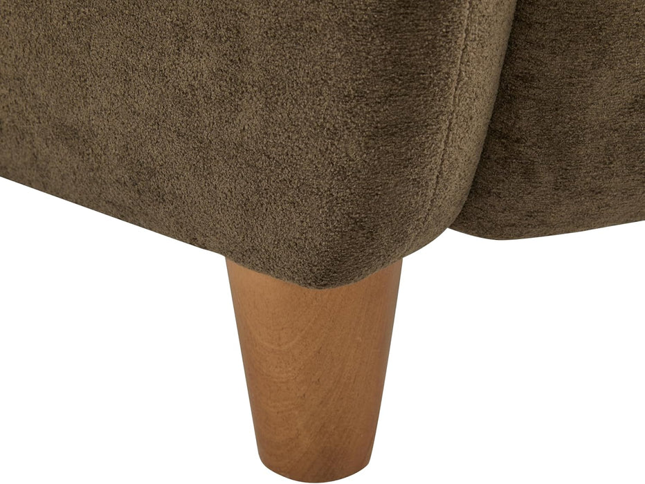 Auden Wingback Accent Chair, Fabric Club Chair, Velvet Upholstered Armchair, Curved Backrest Single Sofa, Soft Cushion Seating, Reading Lounge Chair for Living Room, Brown