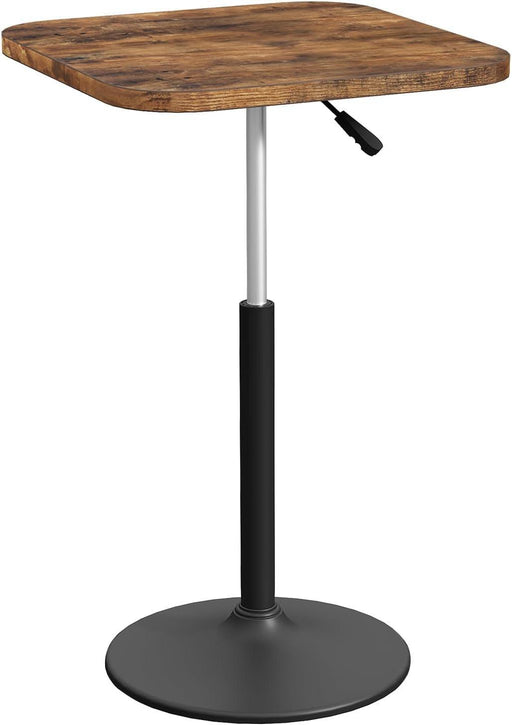 Bar Table, Height-Adjustable Pub Table 26.8-36.2 Inches, Cocktail Tables with Base, Counter Height Table for Small Space, Easy to Assemble, Rustic Brown and Black BTHR5501