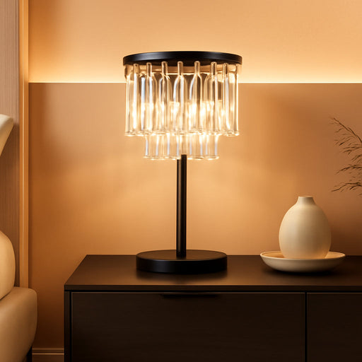 3 Lights Crystal Table Lamp, Bedside Lamp for Bedroom