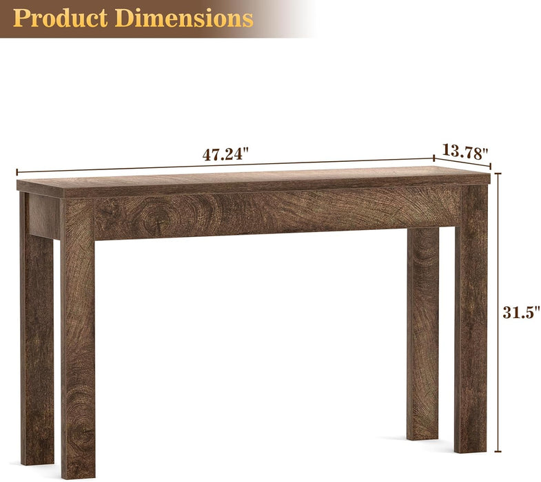 Console Table, 47" Farmhouse Wood Entryway Table, Sofa Tables Narrow Long behind Couch, Entry Table for Entrance, Hallway, Living Room, Cracked Oak
