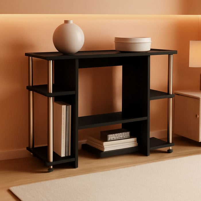 Jaya Computer Study Desk, Americano/Stainless Steel