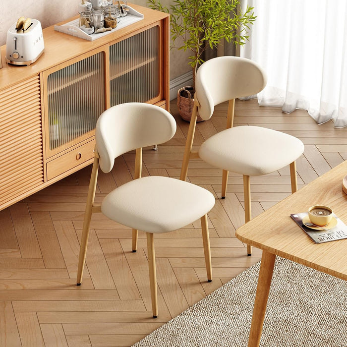 Upholstered Dining Chairs Set of 4 Mid-Century Modern Kitchen & Dining Room Chairs with PU Leather Seat and Backrest Ergonomic Sillas De Comedor(Original/Beige)