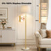 【Upgraded】Dimmable Gold Floor Lamps for Living Room, 11W LED Bulb Included, Modern Standing Lamp with Marble Base, Tall Pole Light with White Linen Shade for Bedroom Reading Office Corner Nursery