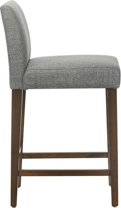 Counter Height Bar Stools Set of 3, 27" H Seat Height Upholstered Barstools, Fabric in Fog Grey