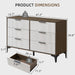 47" Wide Fluted 6 Drawer Dresser for Bedroom, Walnut/White