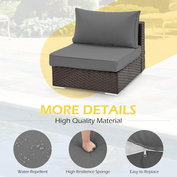 Outdoor Replacement Cushions for Patio Furniture,Water-Repellent Sofa Cushion for 6-Seat Rattan Wicker Sectional Patio Conversation Sets,14-Piece Cushions Set for Outdoor Couch-Gray