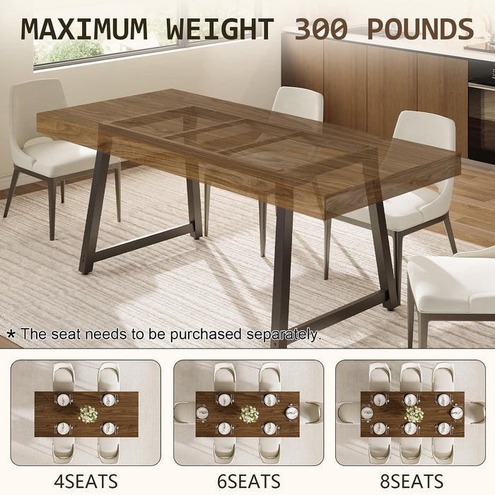 70.9" Industrial Dining Table for 6-8, Rectangle Kitchen Table