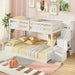 White SolidWood TwinOverFullBunkBed StairsGuardRails