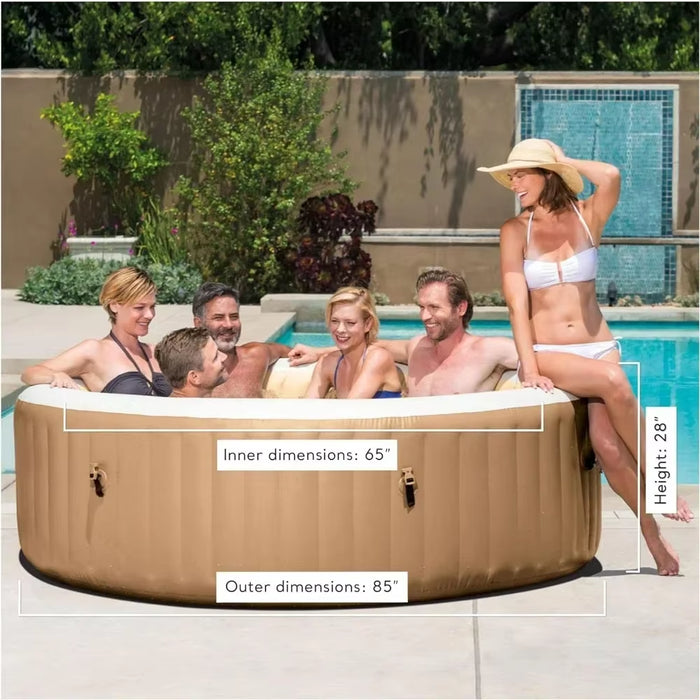 Inflatable Hot Tub,Includes Energy Efficient Spa Cover Push Button Control Panel–140 Bubble Jets–6 Person Capacity,Swimming Pool