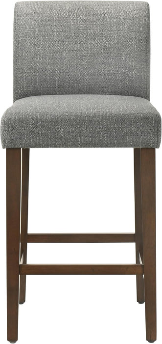 Counter Height Bar Stools Set of 3, 27" H Seat Height Upholstered Barstools, Fabric in Fog Grey