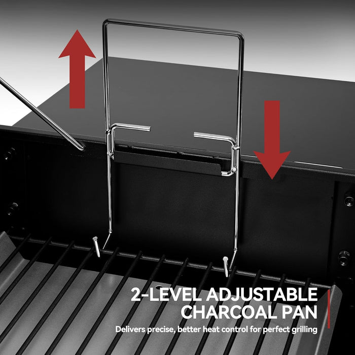 Barrel Charcoal Grill with Offset Smoker, 824 Sq. In. Cooking Area,Frame Tool Hooks, Bottom Shelf, Blow-Molded Wheels, Outdoor Charcoal Grill for Backyard Cooking, Black, CC1831S-SC