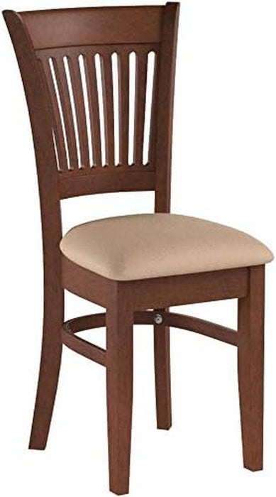 VAC-ESP-C Vancouver Kitchen Dining Chairs - Linen Fabric Upholstered Wooden Chairs, Set of 2, Espresso