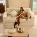 White Eighty Inch Corduroy Upholstered Sofa Cushions