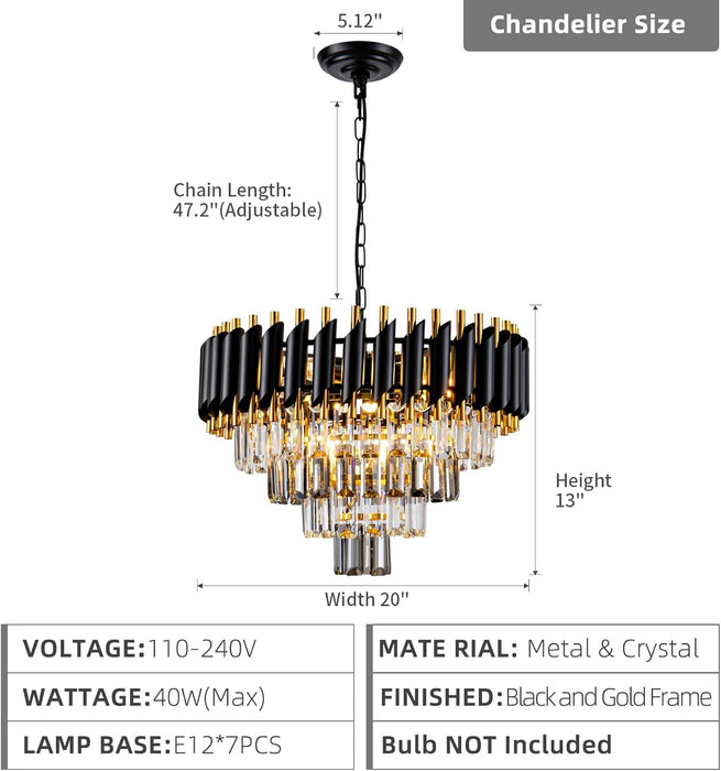 20-Inch Ultra Modern Crystal Chandelier Smoke Gray