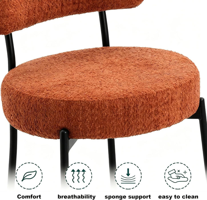 Bar Stools, 30 Inch Tall Bar Stools Set of 3, Boucle Upholstered Counter Height Bar Stools, Modern Bar Chairs Metal Frame with Back and Footrest for Kitchen Island,Orange Barstools