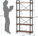5 Tier Bookshelf, Industrial Etagere Bookcase with Heavy-Duty Metal Frame, Rustic Tall Book Shelf Unit for Living Room, Study, Home Office (1, Rustic)