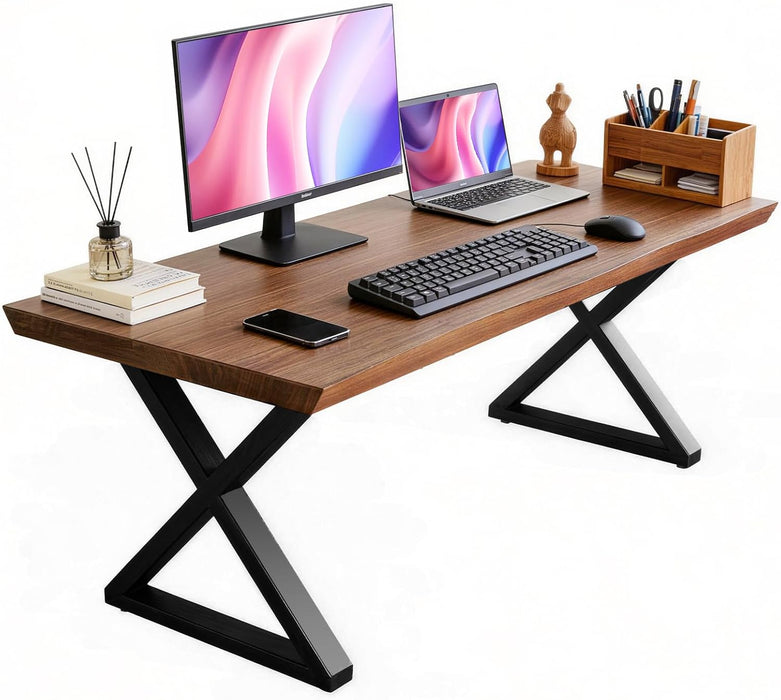 Solid Wood Desk 47 Inch for Home Office with Natural Live Edge