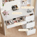 Vanity Desk with LED Lighted Mirror&Power Outlet, Makeup Vanity Table with 4 Drawers, 3 Open Storage Shelves, and 3 Color Modes, for Bedroom (Pure White)