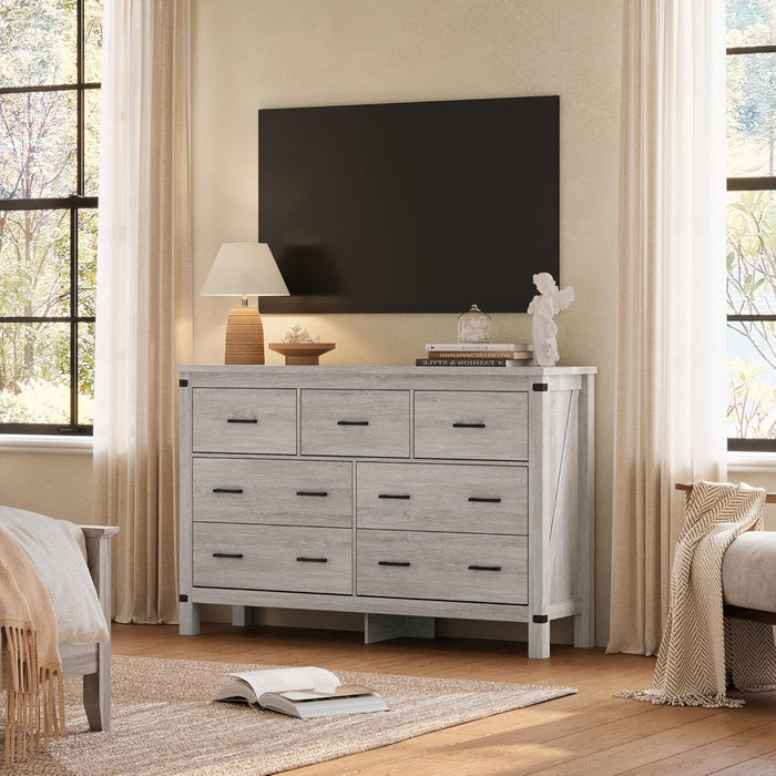 Farmhouse Dresser Featuring Seven Deep Drawers Grey
