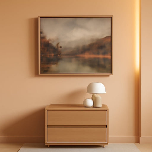 Framed Wall Art Decor Vintage Landscape Pictures Wall Decor Fall Lake Scenery Canvas Art Moody Countryside Paintings Artwork for Bedroom Kitchen Living Room