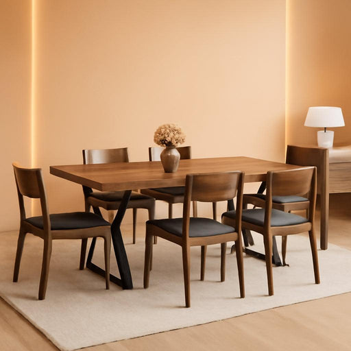 70.9" Large Dining Room Table for 6, Rectangular Kitchen Table with Heavy Duty Metal Legs, Farmhouse Wooden Dining Table for Big Family (Brown)