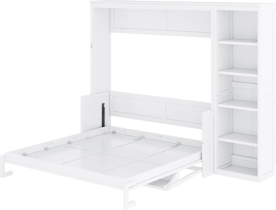 Queen Murphy Desk Bed White With IntegratedShelving