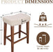 26 Inch Solid Wood Saddle Backless Bar Stools Set of 3, Beige | Counter Height Barstools with Footrest & Nailhead Trim, Modern Farmhouse Upholstered Linen Counter Stools for Kitchen Island
