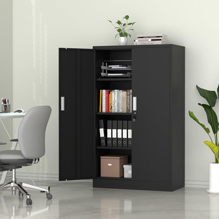 Locking Black 53Inch Industrial Metal Storage Cabinet