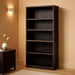 Bookshelf with 6 Shelf Tiers, Adjustable Shelves, Tall Bookcase Hutch, Sturdy Wood with Closed Back Panel, Black Walnut Finish