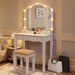 White Cosmetic Vanity Desk With Illuminated Mirror