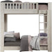 Cedro Twin over Twin Bunk Bed with Wood Ladder in Weathered White