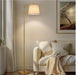 Fully Dimmable Floor Lamp for Living Room，Standing Lamp Rotary Switch with Linen Beige Shade，Golden Tall Lamps for Bedroom with Adjust Head，9W LED Bulb Included