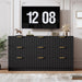 9 Drawers Dresser for Bedroom - 59" Wide Modern Fluted Chest of Drawers with Golden Metal Handles, Large TV Stand Multi-Function Home Organizer for Living Room, Entryway, Hallway, Black