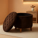 Home Decor | Upholstered round Velvet Tufted Foot Rest Ottoman | Ottoman with Storage for Living Room & Bedroom | Decorative Home Furniture, Brown Velvet