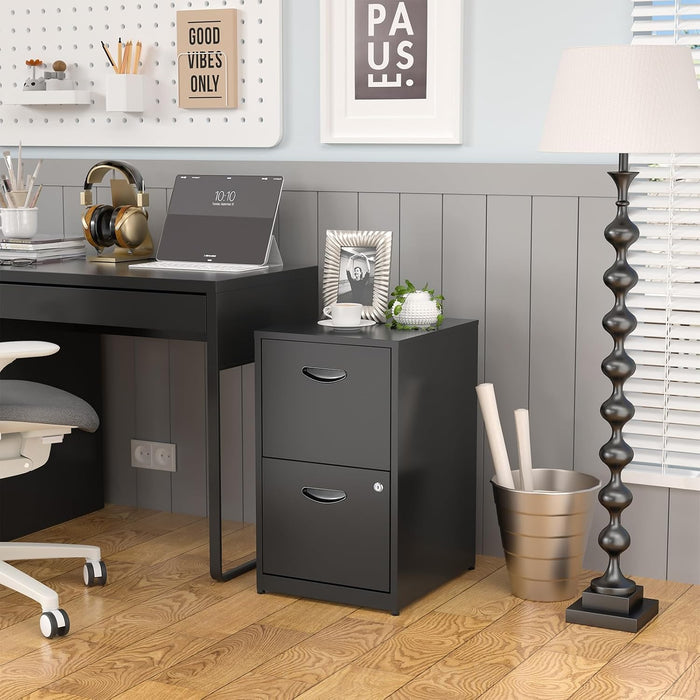 2 Drawer File Cabinets,Metal Office File Cabinet with Lock,Black