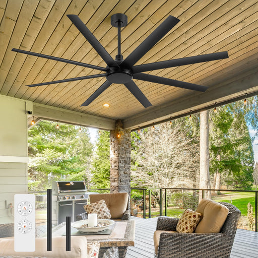 65 Inch Ceiling Fans without Light, Modern Farmhouse Ceiling Fan Remote Control, Quite DC Motor, 8 Reversible Blades, 6-Speed, Timer Function Home Kitchen Ceiling Fans (Black)