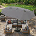15Ft Patio Umbrella with Base,Large Outdoor Double-Sided Rectangle Umbrella with Crank Handle, Market Umbrella for Poolside Garden Deck Backyard Beach Pools, Gray