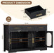 55" Sideboard Buffet Cabinet with Storage, Black Wood Coffee Bar