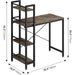 Small Rustic Desk with 4-Tier Bookshelf