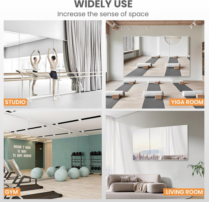 56 X 24 in Home Gym Mirrors, Frameless, 2-Pack