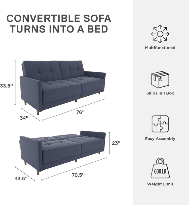 Modern Navy Futon Sofa Bed