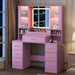 Vanity Desk With Crystal Mirror RGBLED Illumination