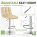 Bar Stools Modern Pu Leather Swivel Adjustable Hydraulic Bar Stool Square Counter Height Stool Set of 2 (Beige)