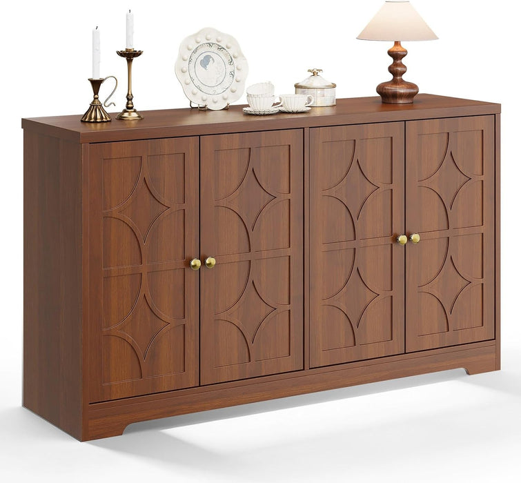 Sideboard Buffet Cabinet with Storage, 56" Modern Sideboard, Brown